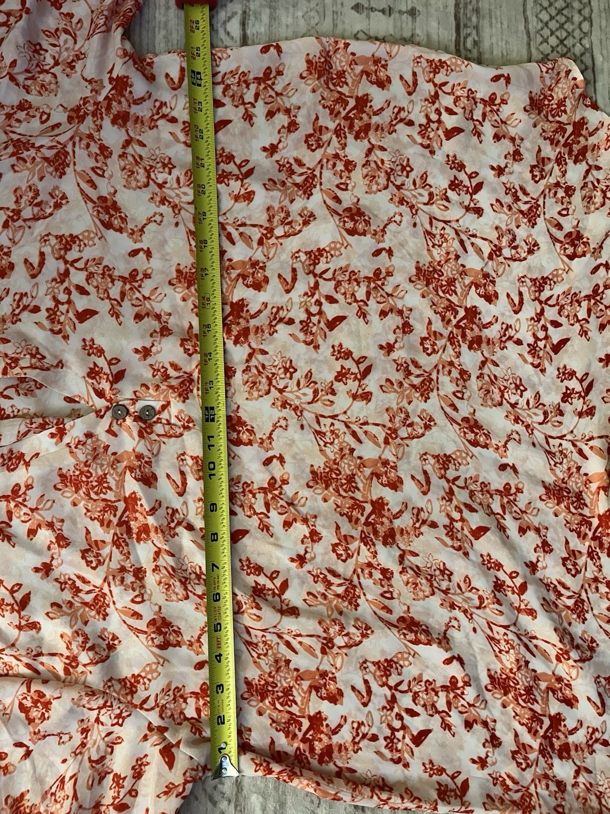 Cure Orange Floral Long Sleeve Blouse Flowy Top Womens Size 3XL Plus