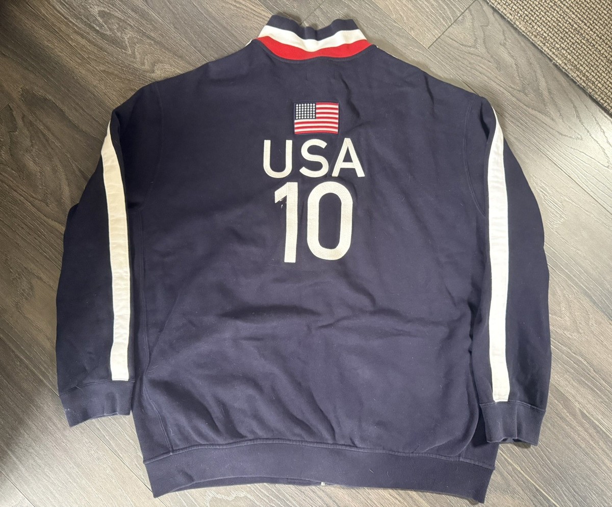 Polo Ralph Lauren Mens USA 10 Big Pony Full Zip Track Jacket Navy