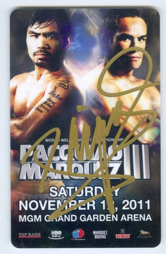 PACQUIAO MARQUEZ III MGM GRAND KEY CARD SIGNED BY PACQUIAO WITH COA!!