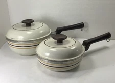 Vintage Regal Ware Cast Aluminum 1 1qt 2qt 2 Quart Striped Sauce Pans Pots Lids