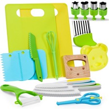 Kids Safe Knife Set for Real Cooking 19-Piece Toddler Knife Cooking Set M...