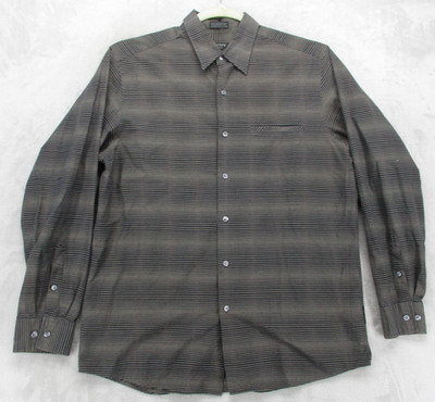 DKNY Shirt Mens Large Blue Check Long Sleeve Button Up Cotton Casual Top