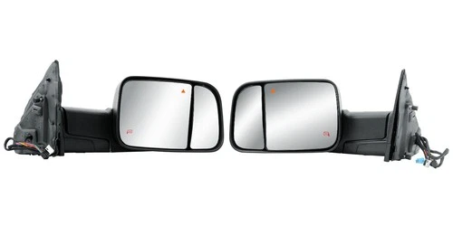 Pair Left and Right Side Towing Mirror Power BLIS Black Cover for 19-25 RAM 1500