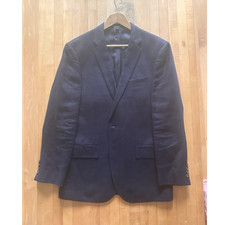 J.CREW Linen Navy Slim Fit 3 Piece Suit 42R Jacket Vest 33x30 Pants