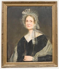 British School 19th Century Oil - Portrait of a Lady Holding a Looking Glass