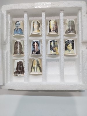 birchcroft china thimbles featureing characters from star wars. missing two