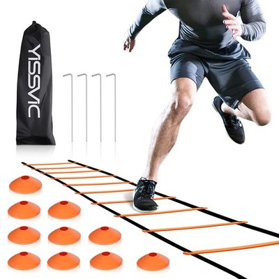 YISSVIC Agility Ladder and Cones 20 Feet 12 Adjustable Rungs Fitness Speed Train
