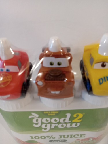 NEW Set of 3 Good 2 Grow Juice Bottles & Toppers - Cars - McQueen Dinco Mater - Picture 3 of 5