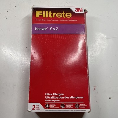 3M Filtrete Vacuum Cleaner Bags for HOOVER Y & Z Box of 2 #64703B ULTRA ALLERGEN