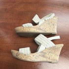 American Eagle Beige Crochet Wedge Strappy Sandals Women's Size 8 Hook & Loop — photo 3