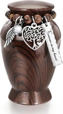 Dletay Small Urns for Human Ashes Keepsake 2.85 Inch Memorial Walnut Brown