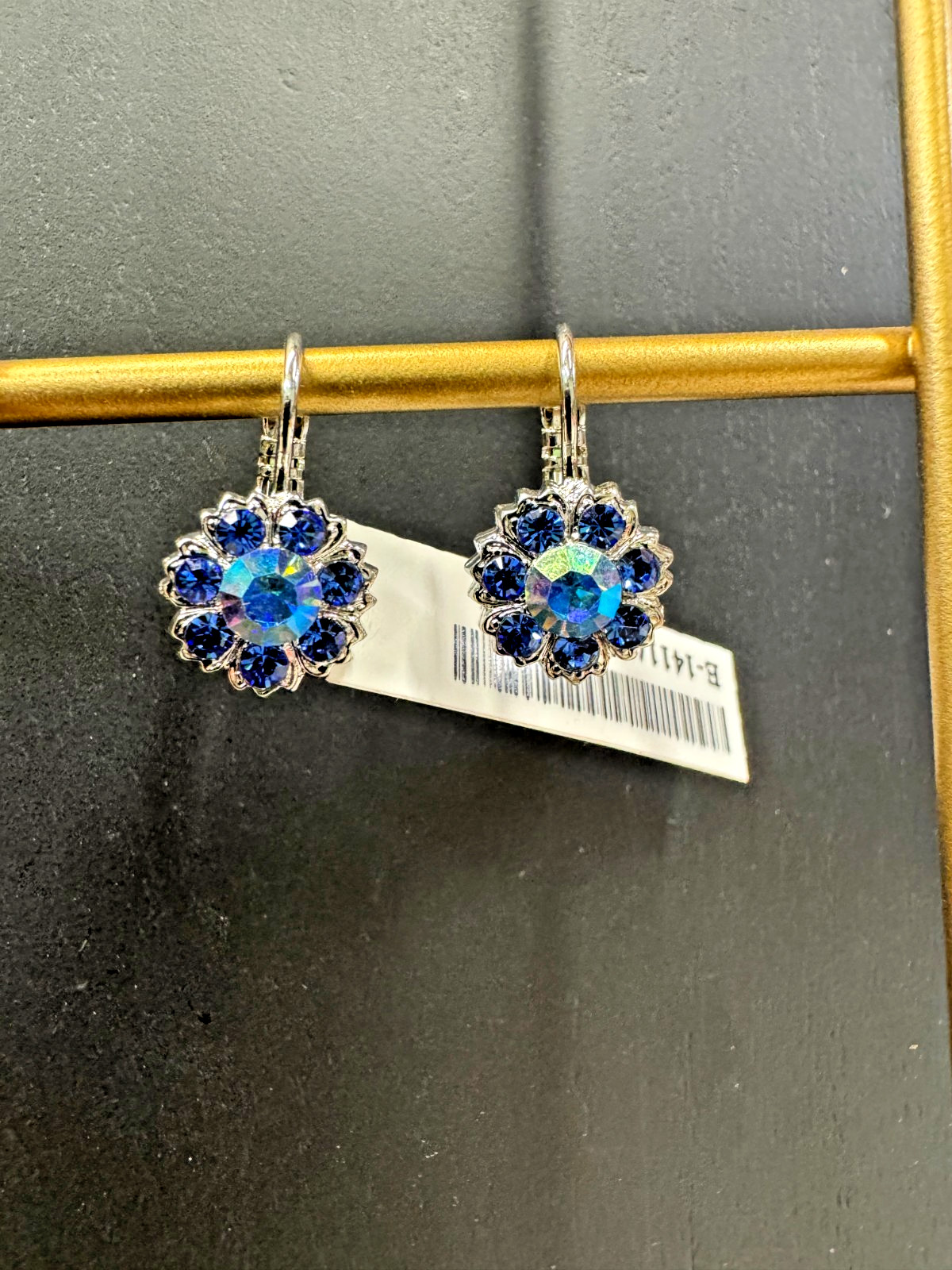 Mariana Medium Blossom Leverback Earrings in "Countdown Gown" - Rhodium