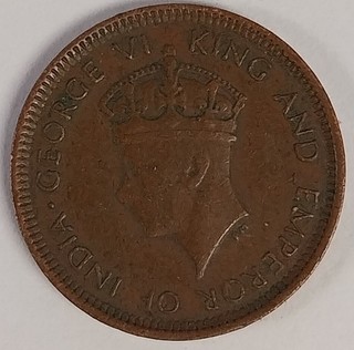 Ceylon half cent 1940 George VI Palm tree