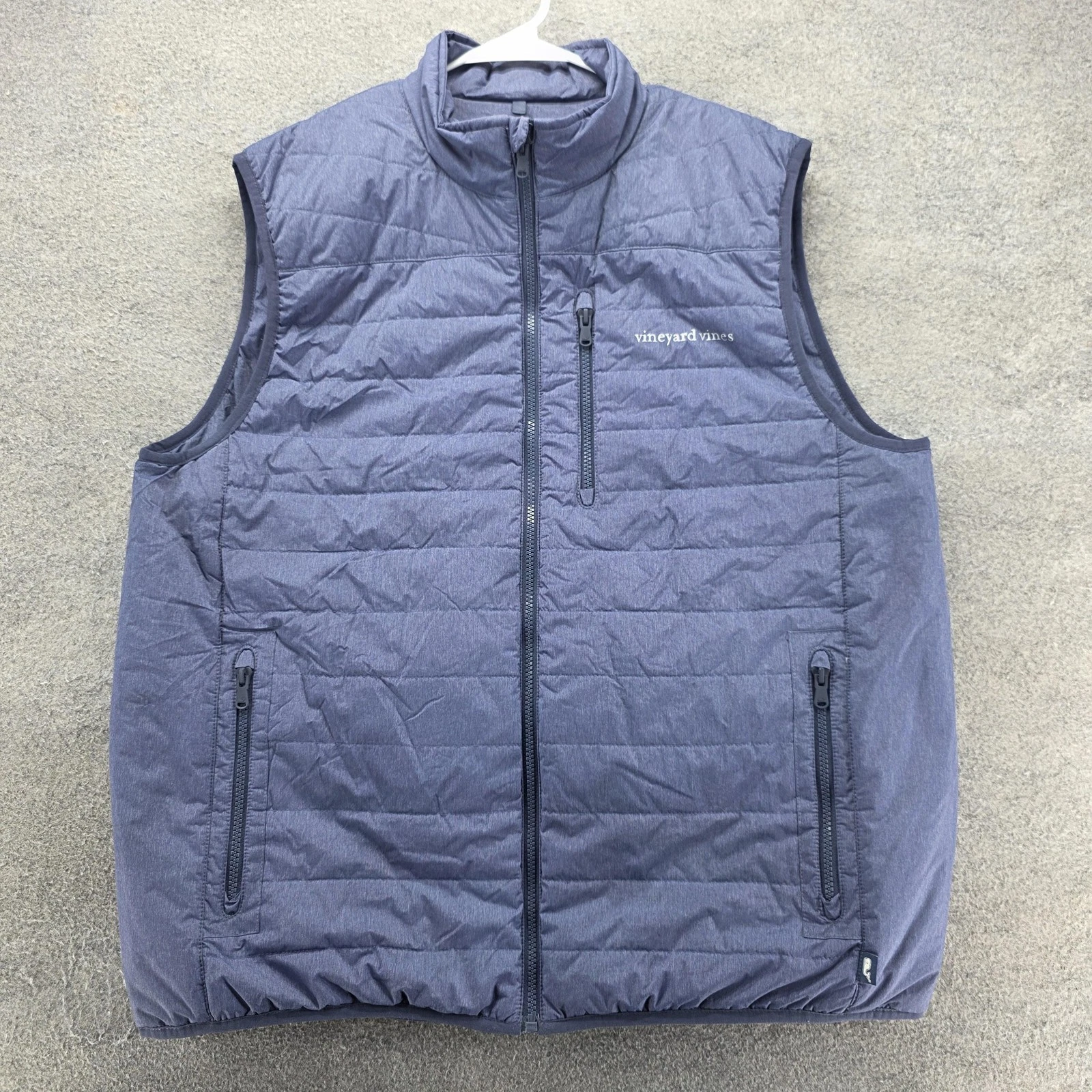 Vineyard Vines Vest Mens XL Blue Quilted Softshell Full Zip Lined Pockets
