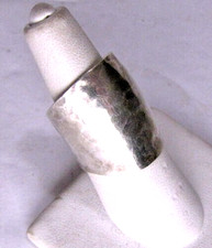Wide Band Ring Artisan Vintage Sterling Silver Size 7.5 Hand Hammered 925