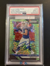 JOSH ALLEN 2018 Panini Prizm Neon Green Pulsar #205 RC Auto PSA/DNA  9 Bills