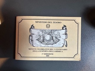 Italia 1989 Dittico 200 500 Lire Argento V Centenario Scoperta America Folder