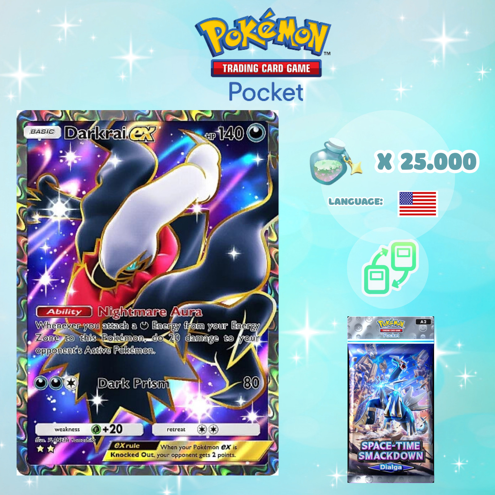 Pokemon TCG Pocket - Darkrai ex Full Art Card (English)