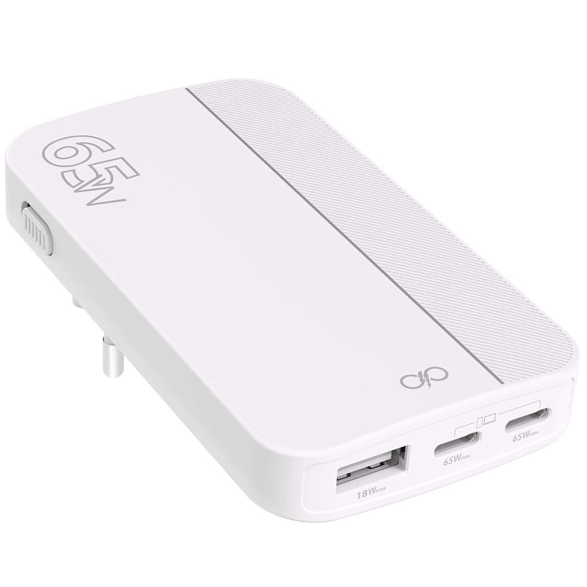 Chargeur rapide GaN 65W compact alimentation pliable USB C pour ordinateur et mobile