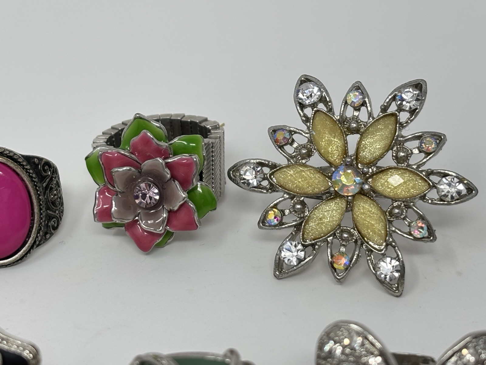 Chunky Statement Rhinestone Cocktail Ring Lot 15 … - image 8