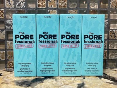 Bundle 4 Benefit POREfessional Super Setter Makeup Setting Spray .5ozea- 2oz Tot
