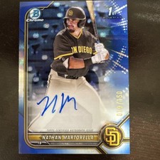 NATHAN MARTORELLA 2022 BOWMAN CHROME DRAFT 1ST BLUE WAVE F AUTO /150