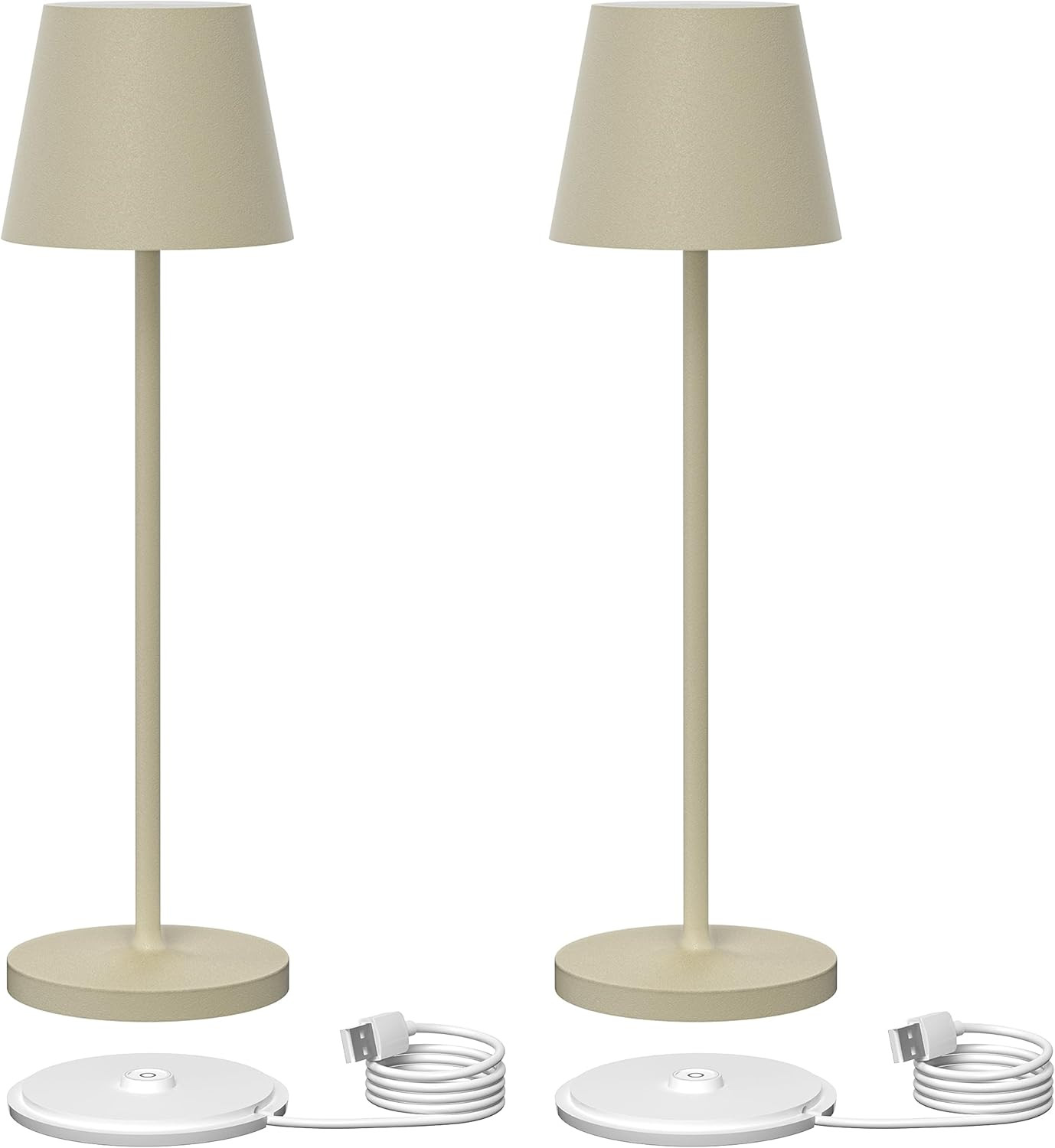 Coppia Lampade LED Tavolo 38cm Alluminio Ricaricabile Color