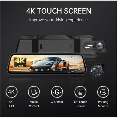 4K Rear View Mirror Camera, 10'' 4K Mirror Dash Ca