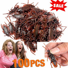 100 Prank Cockroaches Realistic Cock Roach Plastic Fake Creepy Bugs Gag Toy Joke