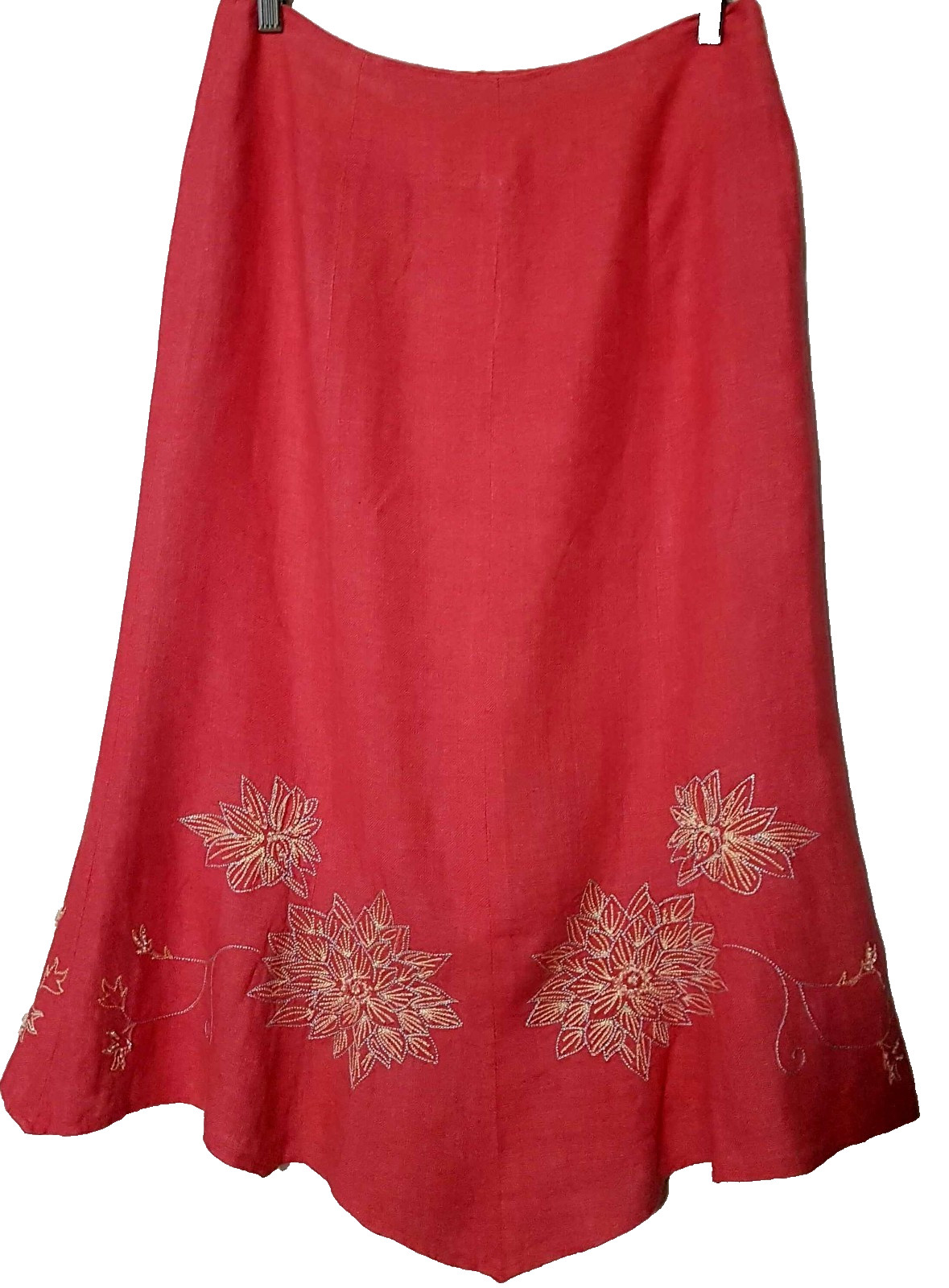 Falda de lino para mujer 100 % lino forrado bordado Rosarot Traffic talla 40