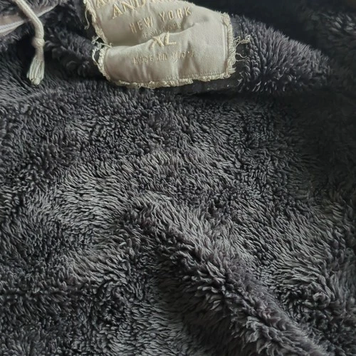 Y2K Abercrombie & Fitch Wolf Jaw Jacket Fur Lined XL Worn Thrashed Hoodie Gray image 10