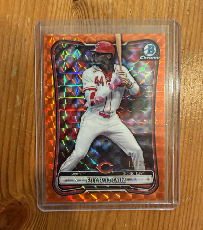 ELLY DE LA CRUZ 2026 BOWMAN CHROME BASEBALL ORANGE GEOMETRIC /25 #97 ...