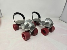 Vintage 1960s Super Skates Clamp On Adjustable Roller Skates Red Wheels