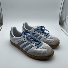 Adidas Samba OG JS1391 Sneaker Womens US 7.5 White Ash Blue Leather Casual Shoes
