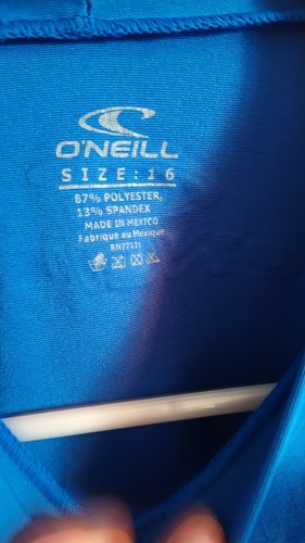 Kids. Xl. Size 16. O'Neill Blue. Rash Guard. Swim Long Sleeve - Picture 3 of 5