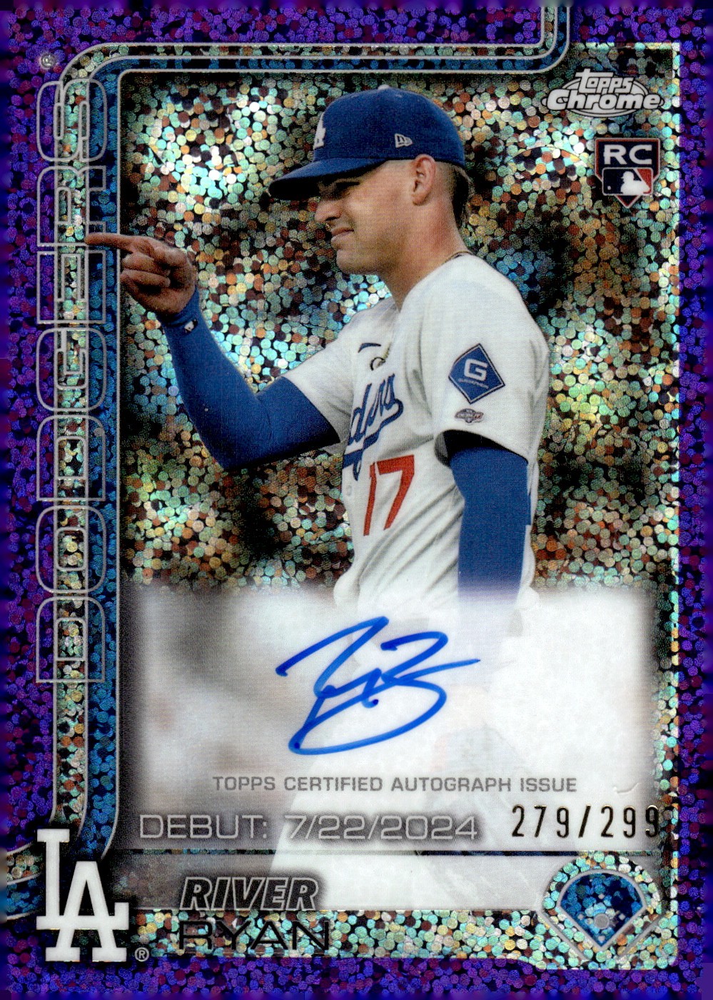 2025 Topps Chrome Rookie Purple Speckle Refractors River Ryan Auto /299