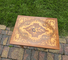 Vintage Italian Music Box Side Table Inlaid Marquetry Florentine Musical Storage