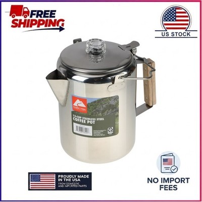 New Ozark Trail 12-Cup Stainless Steel Camping Percolator - No Import Fees