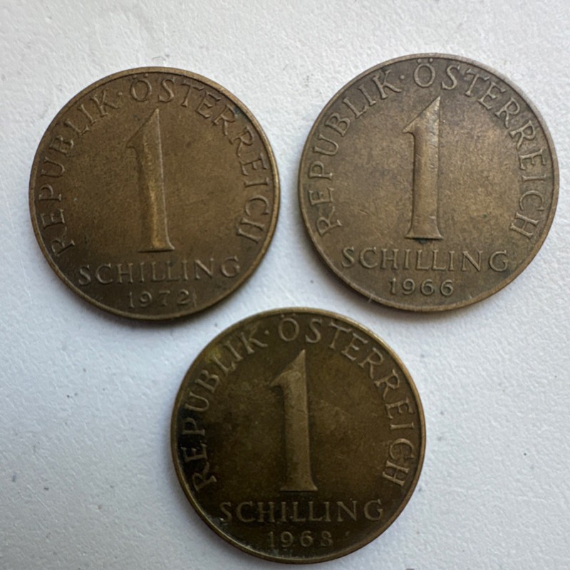 Austria 1 Schilling Coin Lot (3) 1966 1968 1972 Edelweiss Reverse