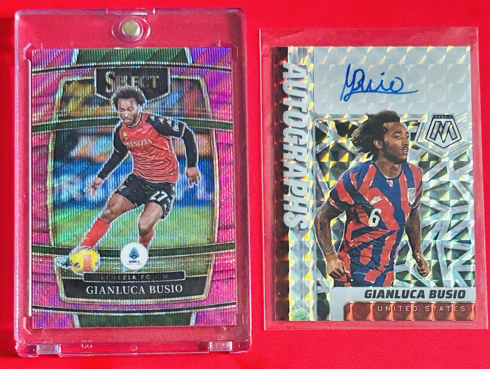 Gianluca Busio Soccer Lot. USA Road to World Cup Auto and Venezia Pink Wave /19. view 5