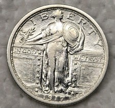 1917 25  Type 1 SLQ Standing Liberty Quarter BU Condition Raw BLAST WHITE