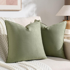 2 Packs Sage Green Decorative Throw Pillow Covers 18x18 inch, Super Soft Faux Su