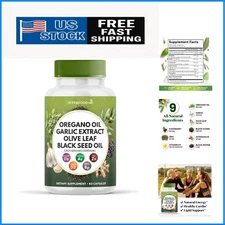 All-in-One Oregano Oil & Garlic Extract Supplement - 60 ct for Men & Women