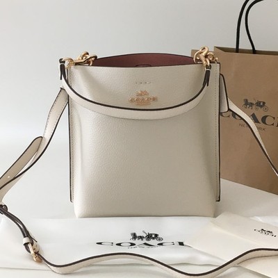 Coach CA177 Mollie Bucket Bag 22 Leather Chalk Shoulder Bag New