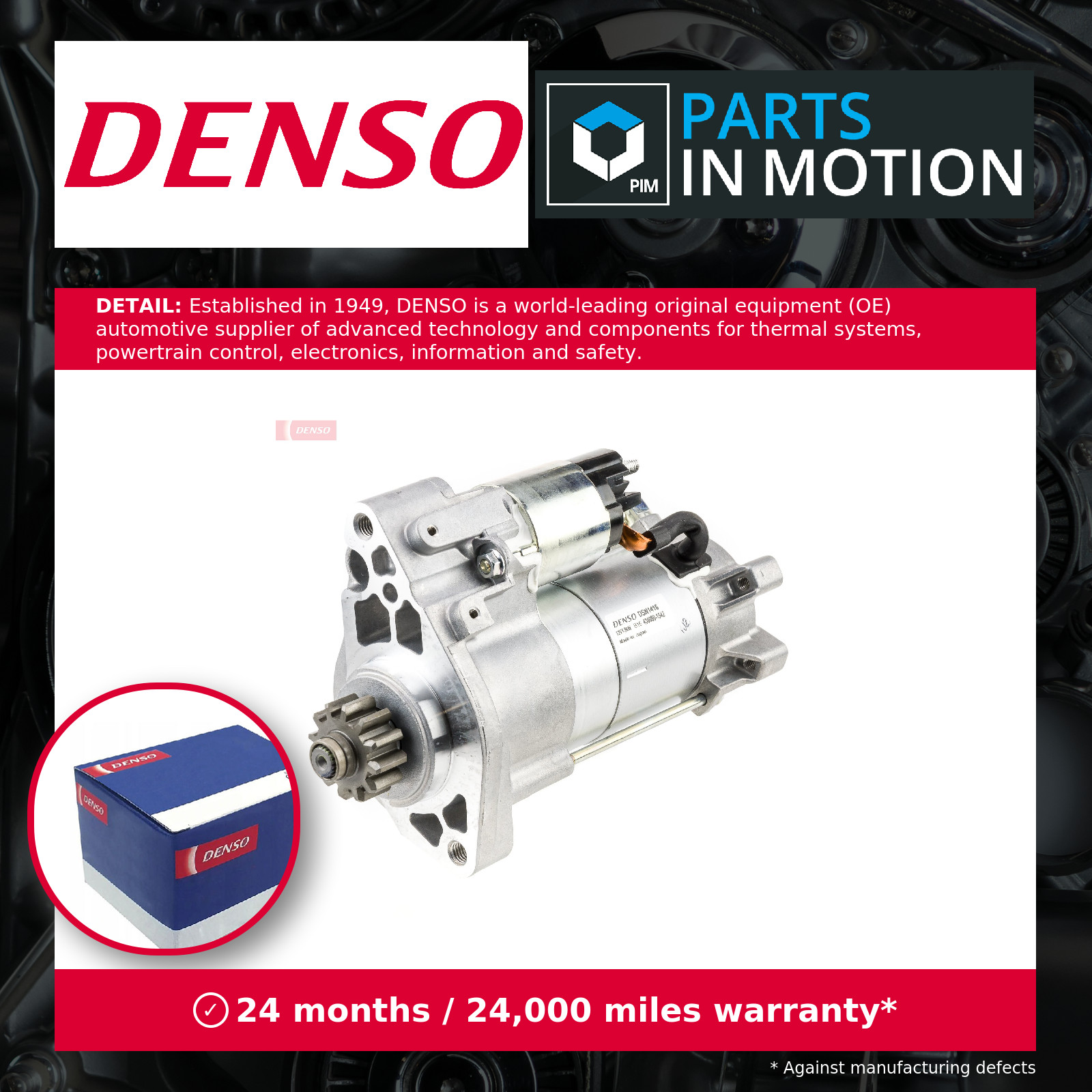 Starter Motor fits RANGE ROVER SPORT L494 3.0 15 to 19 Denso FPLA11001AA Quality