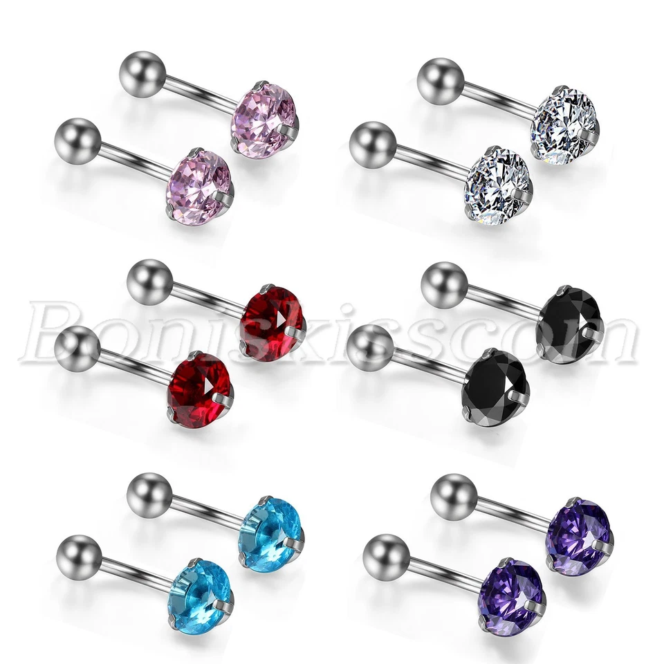 Barra de barra de acero inoxidable con botón de bola 2 piezas cejas oreja uñas vientre anillo ombligo Foto 4 de 4