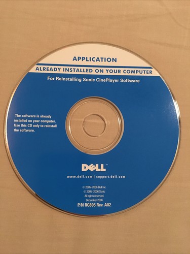DELL Software disk CD for reinstalling Sonic CinePlayer Part P/N RG895 Rev. A02 - Picture 3 of 4