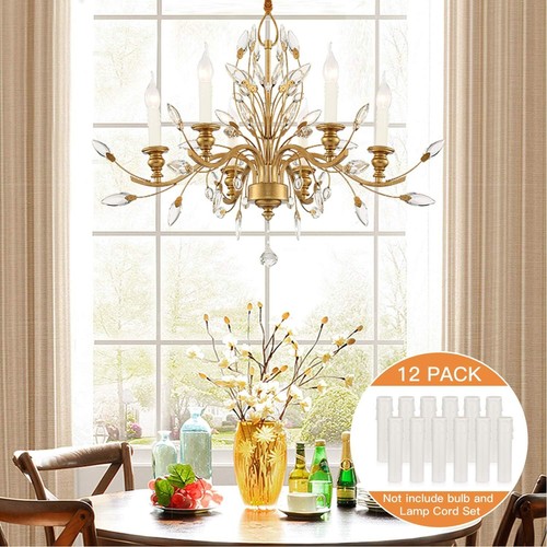 Pack Of 12 White Candle Sleeve Light Bulb Socket Covers Unique Design 4 Inch - Picture 7 of 9