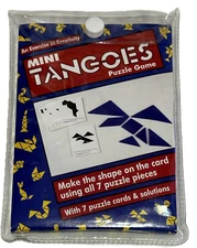 Mini Tangoes Puzzle Game 7 Cards & Solutions w/ Travel-Size Plastic Case