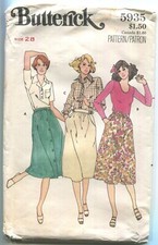 BUTTERICK 5935 MISSES' SKIRT W/ VARIATIONS SZ 28 HIP 38 UNCUT